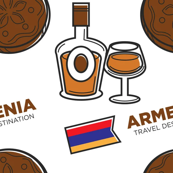 Arménio alimentos e bebidas álcool e pastelaria sem costura padrão —  Vetores de Stock