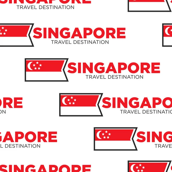 Viajar y turismo Singapur bandera nacional heráldica patrón sin costuras — Vector de stock