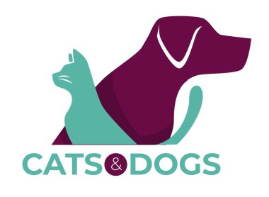 Kediler ve köpekler veteriner klinik evcil hayvan dükkanı veya barınak izole simgesi