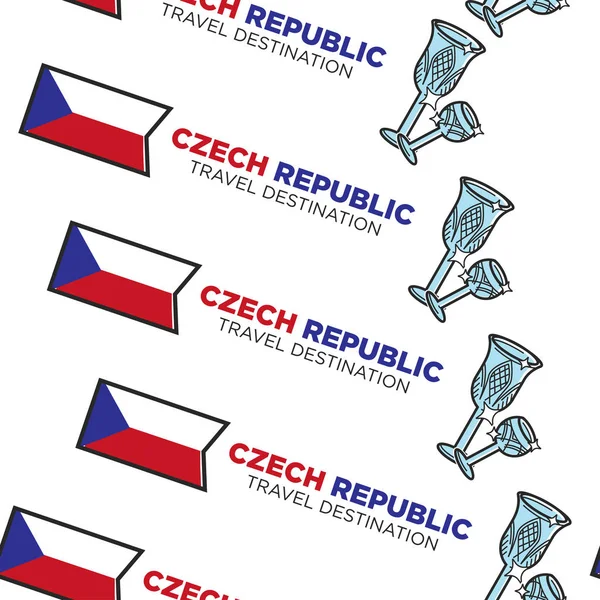 水晶玻璃和国旗 捷克共和国无缝图案 — 图库矢量图片