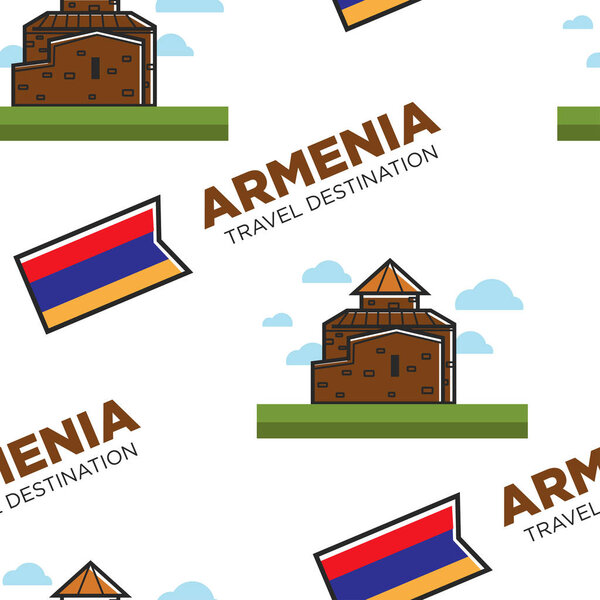Armenian architecture Armenia travel destination seamless pattern