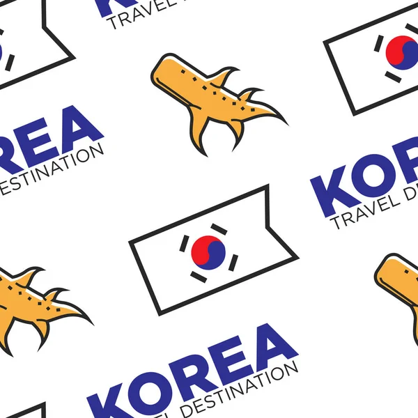 Coreia destino de viagem Bandeira coreana e raiz de gengibre —  Vetores de Stock