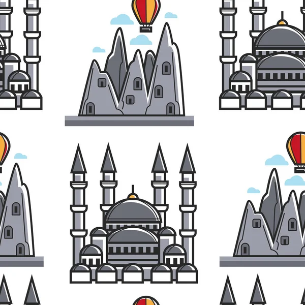 Turquie Tombes lyciennes et motif sans couture mosquée Sultan Ahmed — Image vectorielle