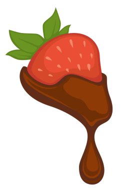 Meyve vektörü üzerine tepesi çikolata eritme ile Çilek