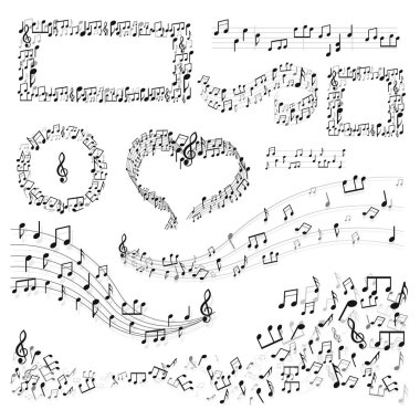 Not çerçeveleri ve dekor müzik sanat melodi veya şarkı