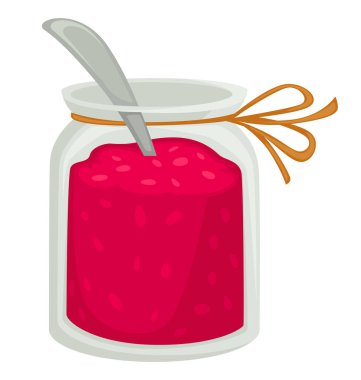 İplik ile mason kavanoz cam kapta Ahududu reçeli