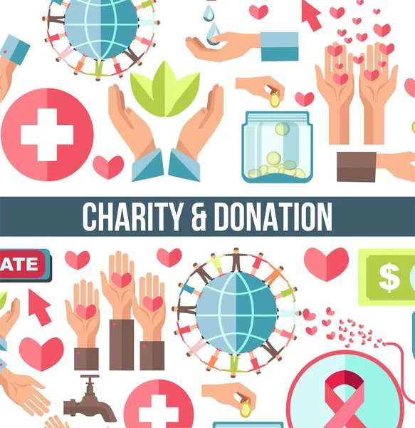Kan bağışı ve yardım vakfı mali ve insani yardım — Stok Vektör