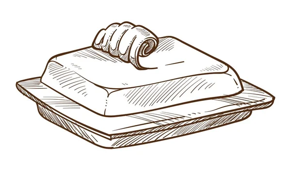 Çanak tereyağı izole kroki süt ürünü pişirme maddesi