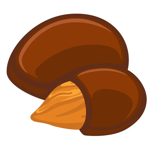 Sobremesa amendoim no vetor de comida de chocolate escuro — Vetor de Stock