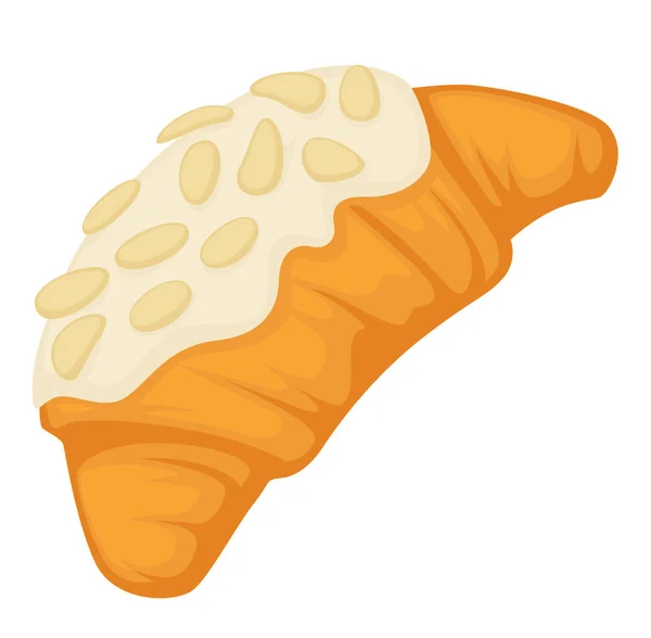 Croissant français avec vecteur crème et graines de sésame — Image vectorielle