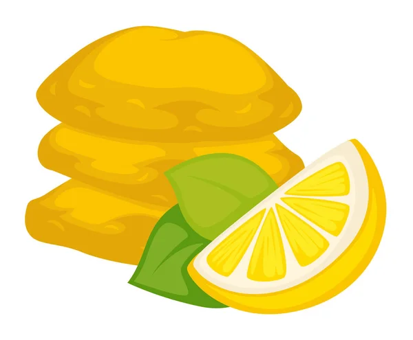 Citron séché avec collation au sucre ou dessert aliments isolés — Image vectorielle