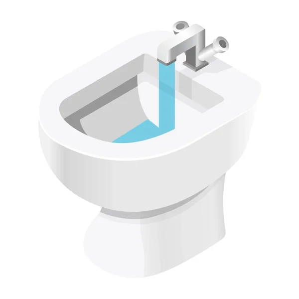 Bidet Koupelnové vybavení s tabulátorem izolovaný keramický objekt — Stockový vektor