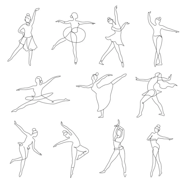 Ballet of hedendaagse danser overzicht geïsoleerde iconen dansen posities — Stockvector