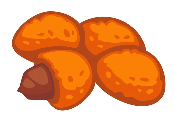 揚げピーナッツは、パンで食器のナッツを分離 — ストックベクタ