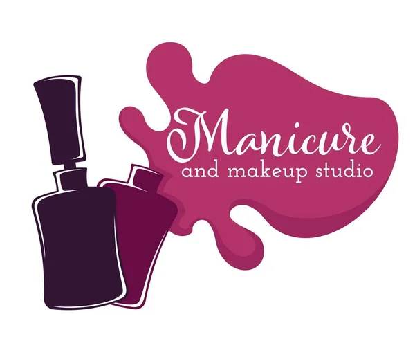 Manicure e pedicure studio isolato icona vernice o smalto in bottiglia — Vettoriale Stock