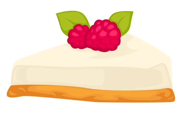 Cheesecake met biscuit en frambozen bessen bovenop — Stockvector