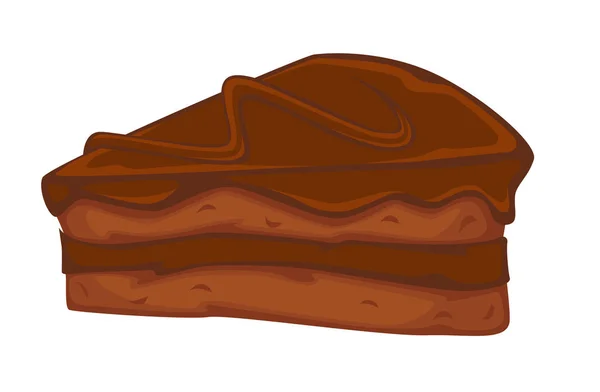 Bolo de chocolate camada de biscoito prato isolado e creme de cacau — Vetor de Stock