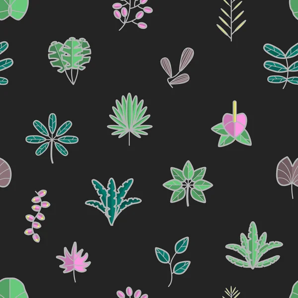 Feuilles tropicales et flore de motif hawaii sans couture — Image vectorielle