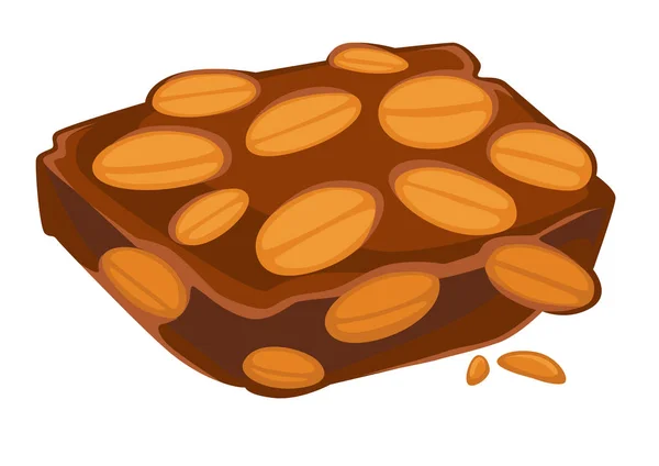 Peanut chocolate bar isolated treat sweet snack — Stock Vector