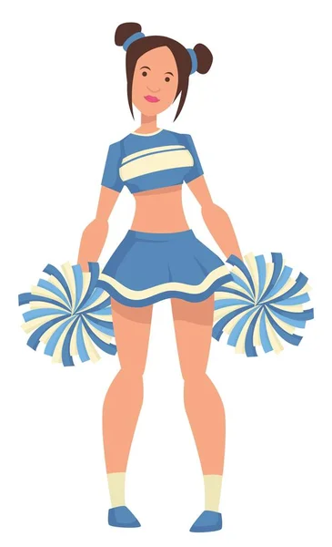 Mädchen Cheerleader in Uniform mit Bommeln isoliert weiblichen Charakter — Stockvektor