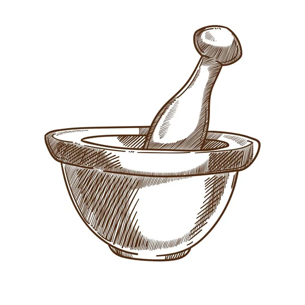 Mortel en stamper specerijen verpletteren en malen in pasta of poeder — Stockvector