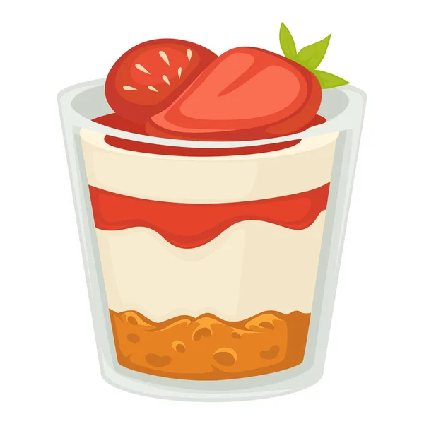 草莓甜点设计层早餐与奶油 — 图库矢量图片