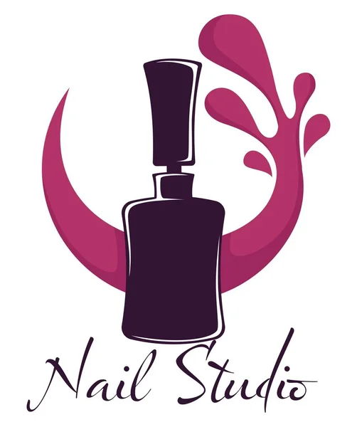 Салон красоты Nail Studio лак или бутылка лака изолированная икона — стоковый вектор