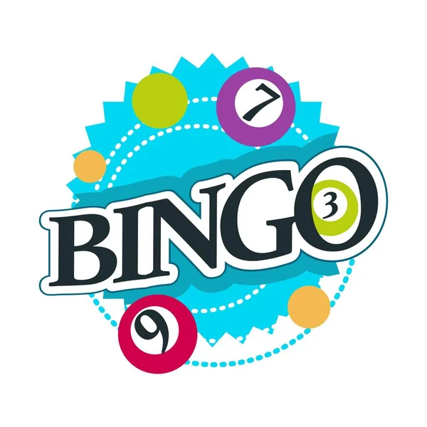 Ícone isolado de bingo com lettering casino gambling club — Vetor de Stock