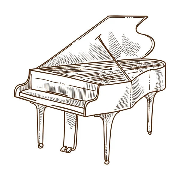 Piyano müzik aleti izole skeç klasik müzik — Stok Vektör