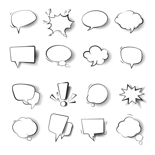 Speech bubbles templates isolated icons comics effect — Stock Vector