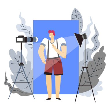 Blogger ve Internet, meslek veya hobi, adam ve video kamera