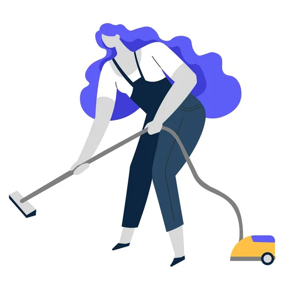 Vacuum cleaning, clean service or housewife, household chore — Stock Vector