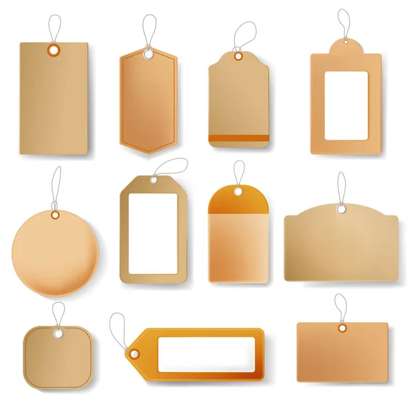 Etiketten oder leere Preisschilder isolierte Objekte, Einkaufen und Verkauf — Stockvektor