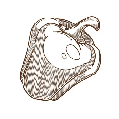 Sebze, kırmızı biber veya biber izole kroki, pişirme maddesi