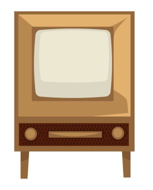 50'li tv seti, 1950'lerde retro cihaz ahşap panelli izole ekran