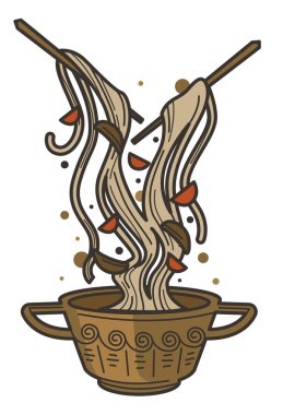 Çin gıda, yemek çubukları izole çanak ile kase sebze ile erişte