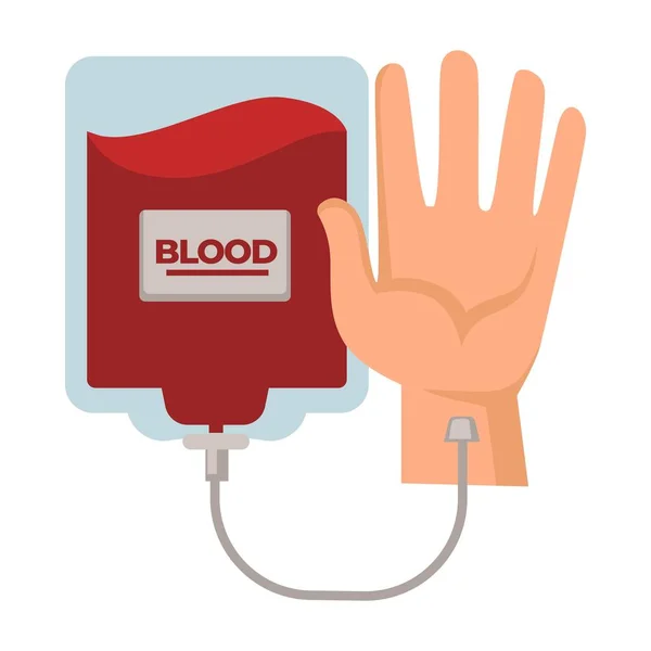 Dárcovské centrum – samostatná ikona, lidský a krevní balík s kapátko — Stockový vektor