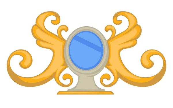 金色镜框的巴洛克风格镜子，带翅膀和漩涡 — 图库矢量图片