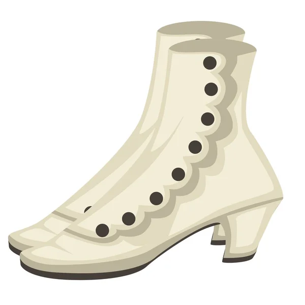 1910年代のファッションスタイルの靴、女性の靴やボタン付きのブーツ — ストックベクタ