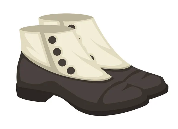 ボタンが隔離された革の靴を持つ1910年代のヴィンテージシューズ — ストックベクタ