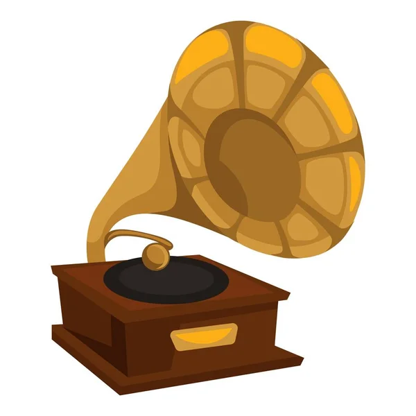 Gouden Gramophone in 1910s stijl, vinyl disc spelen — Stockvector