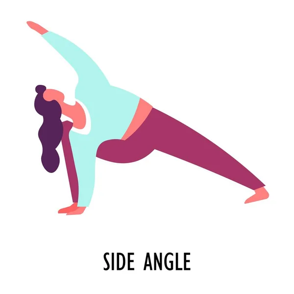 Zijhoek pose, yoga asana of positie, sport of fitness — Stockvector