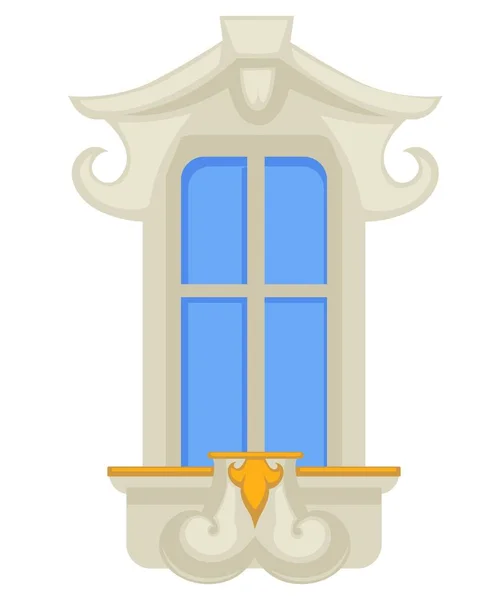 Дизайн архітектури, вікно в стилі рококо з золотим декором — стоковий вектор