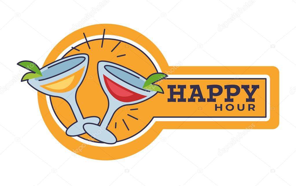 Happy hour in pub or bar isolated icon, cocktail party