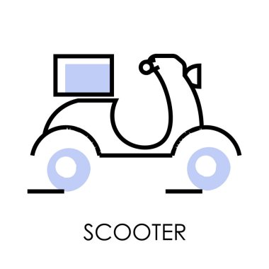 Scooter veya moped, kutu veya parsel taşıma izole simgesi