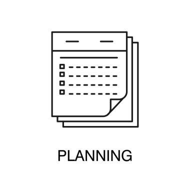 Düzenleyici veya takvim yalıtılmış anahat simgesi, planlama ve atama