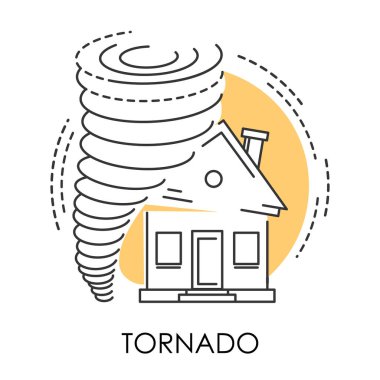Tornado izole simgesi, doğal afet ve kırık ev