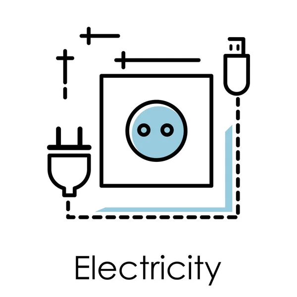 Bitcoin minería de electricidad aislado icono, toma de corriente y enchufe — Vector de stock