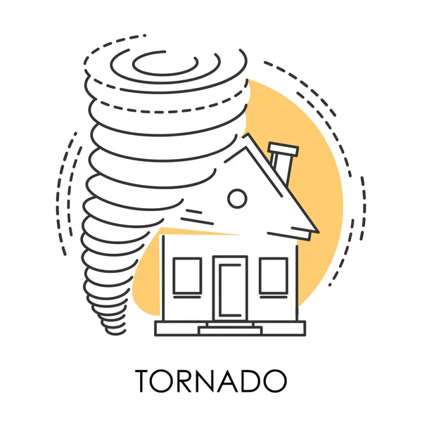 Tornado ikona na białym tle, klęska żywiołowa i zepsuty dom — Wektor stockowy