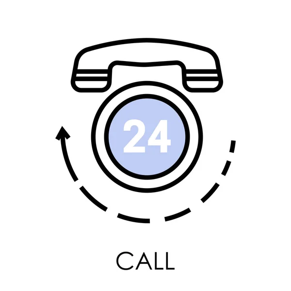 Centre d'appels, icône isolée du téléphone, support ou feedback — Image vectorielle